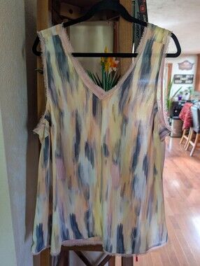 Torrid Paintbrush Chiffon Raw Edge Tank Top